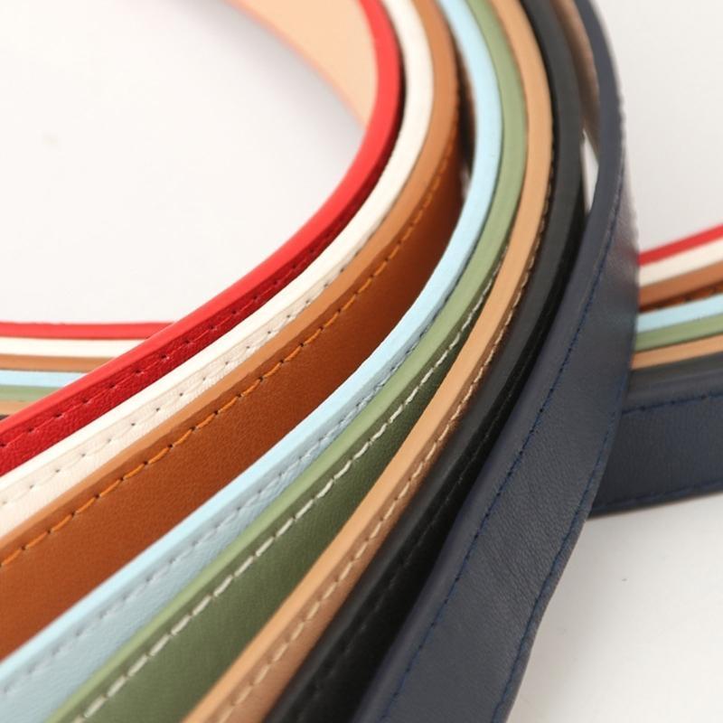 Formal Belt Leather Thin - 652F Fashion Hot Girls Oval Buckle