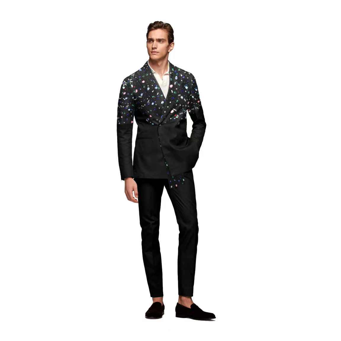 Formal Wear Jersey For Men - Black Men Suit Set 2 Pieces