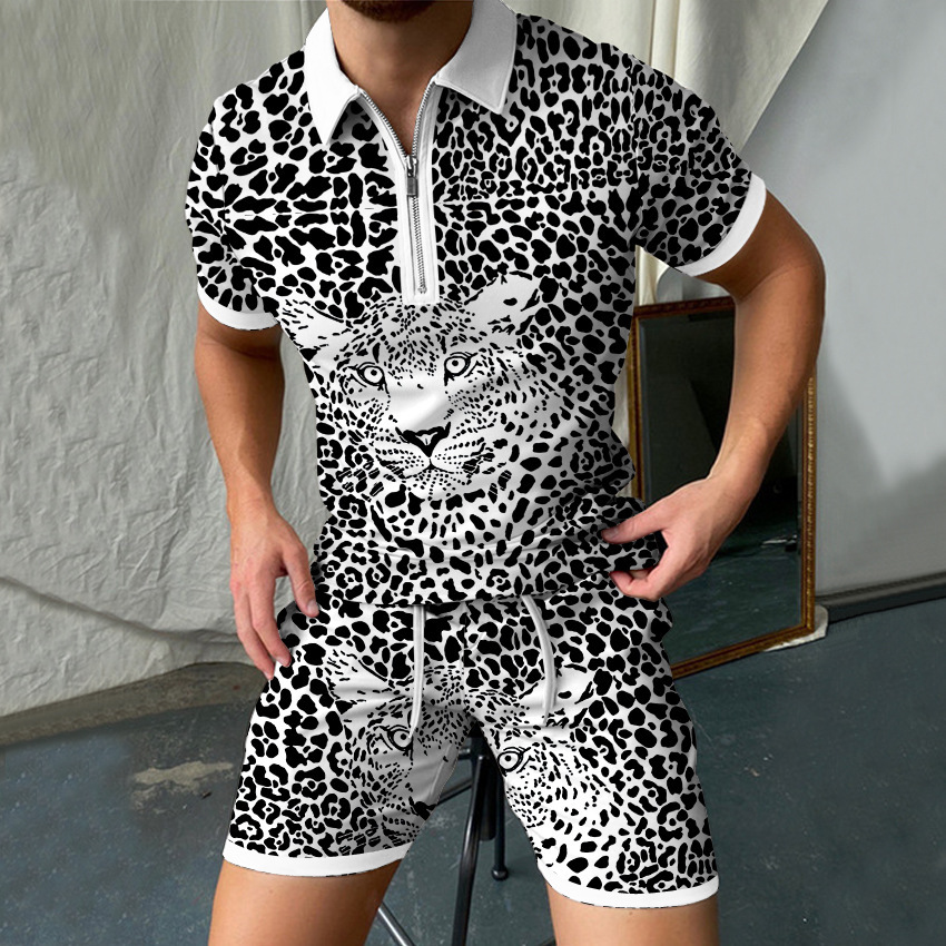 Men'S Formal Beach Wear - Leopard 3D Print Men Short Sleeved