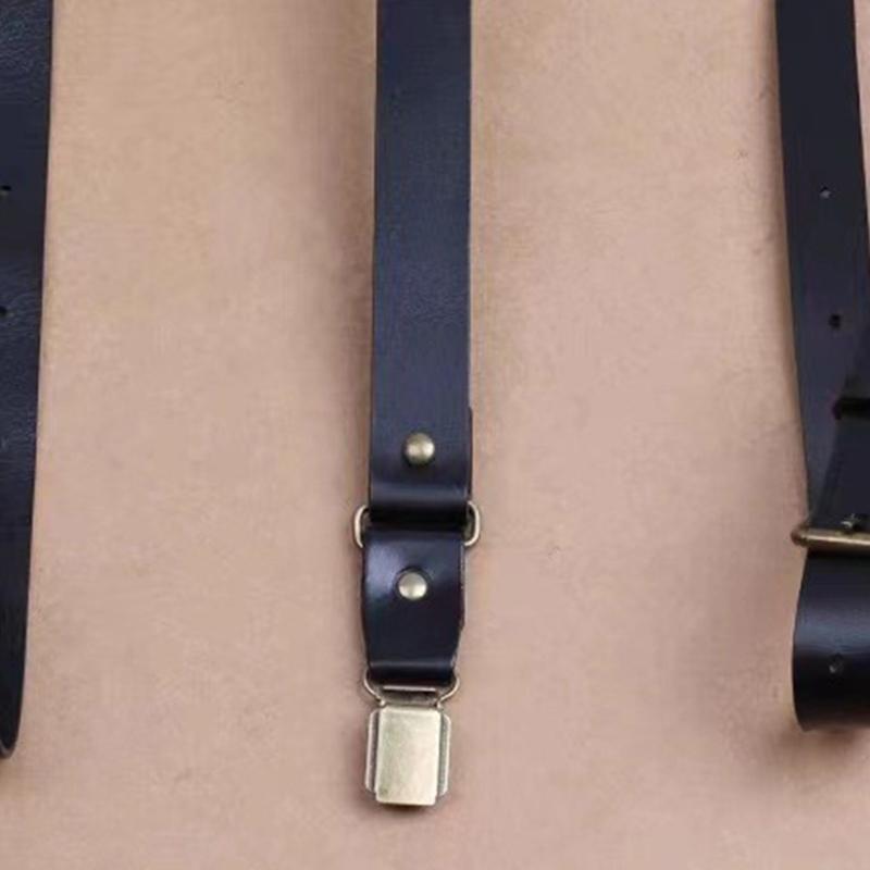 Suspender Clip Formal - 39BD Classical PU Leather Suspenders Straps