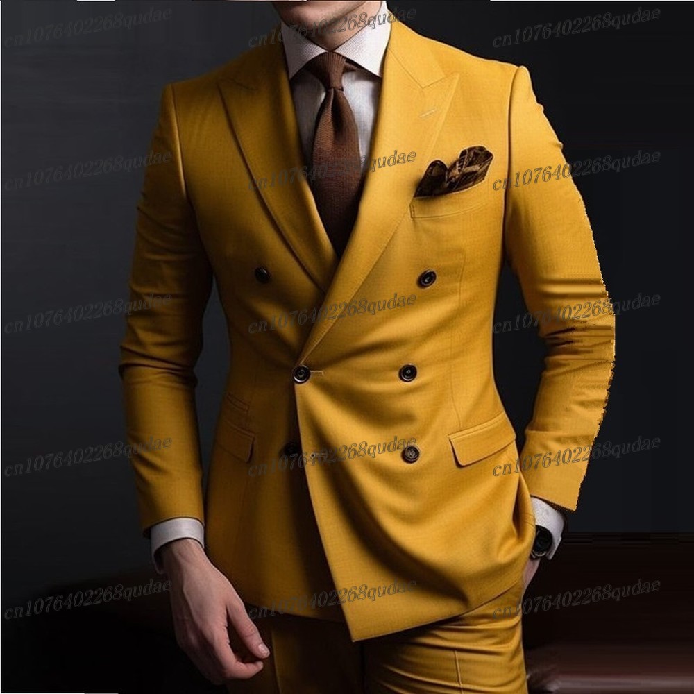 Formal Wear For Men Yellow - Dark Yellow Formal Occasion Men Suit