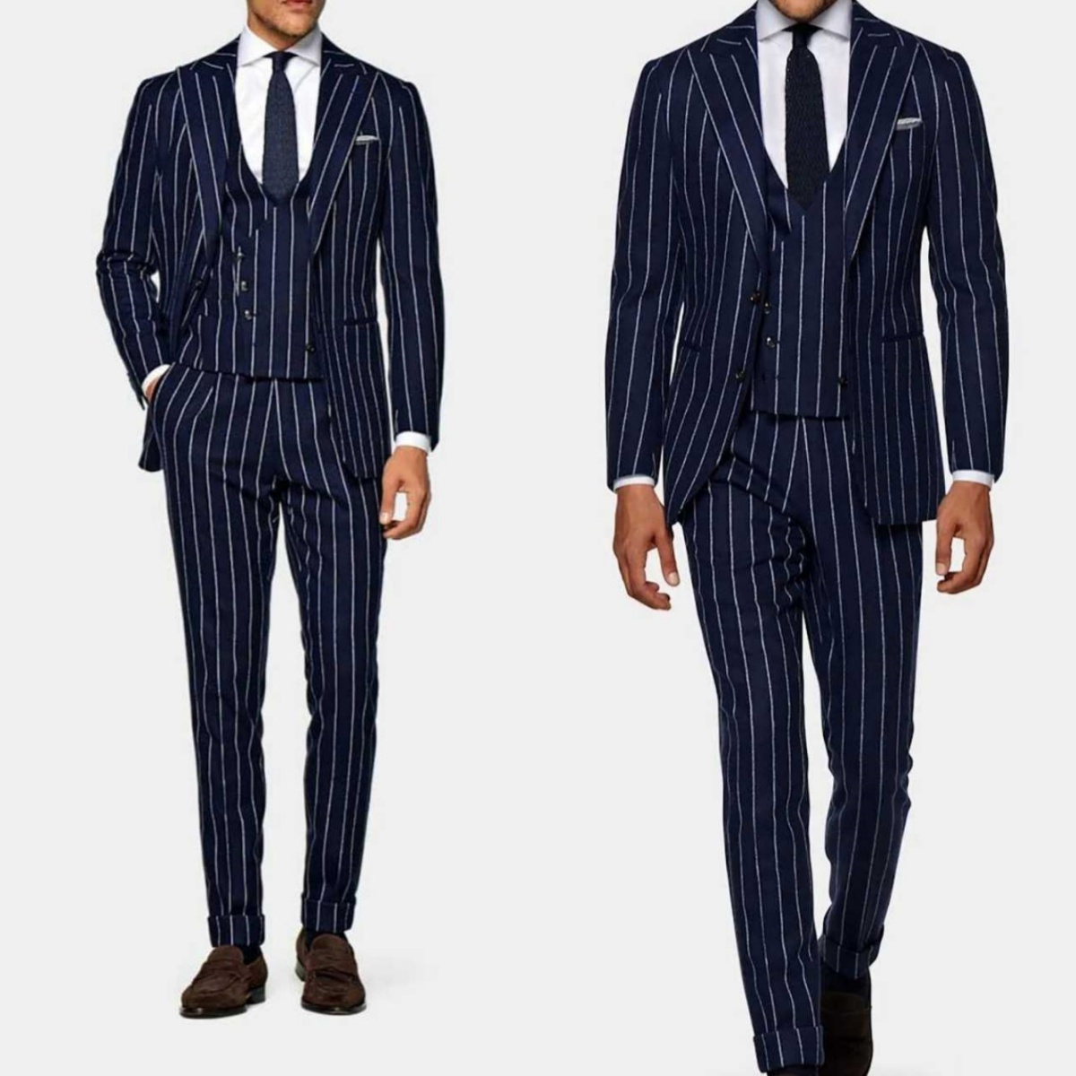 Formal Wear Jersey For Men - Formal Wedding Tuxedos 3 Pcs Pinstripe