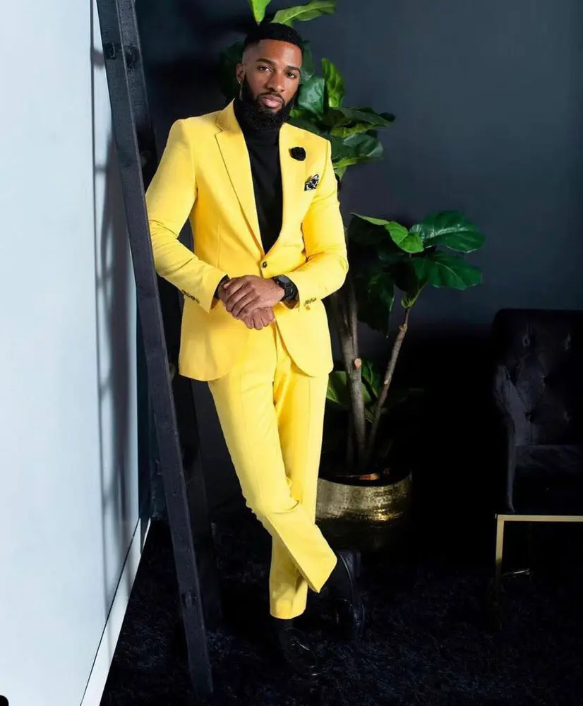Men's Yellow Suits Slim Fit Si - Formal Wear For Men Yellow review and price