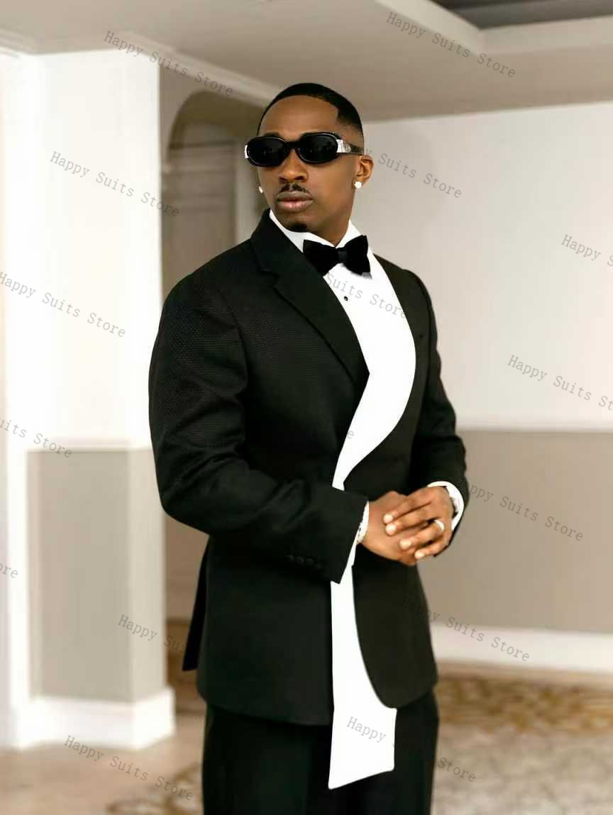 Black White Men Suit Set 2 Pcs - Formal Wear Jersey For Men review and price