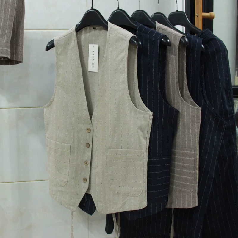 British Casual Linen Vest for  - Men Linen Formal Wear review and price