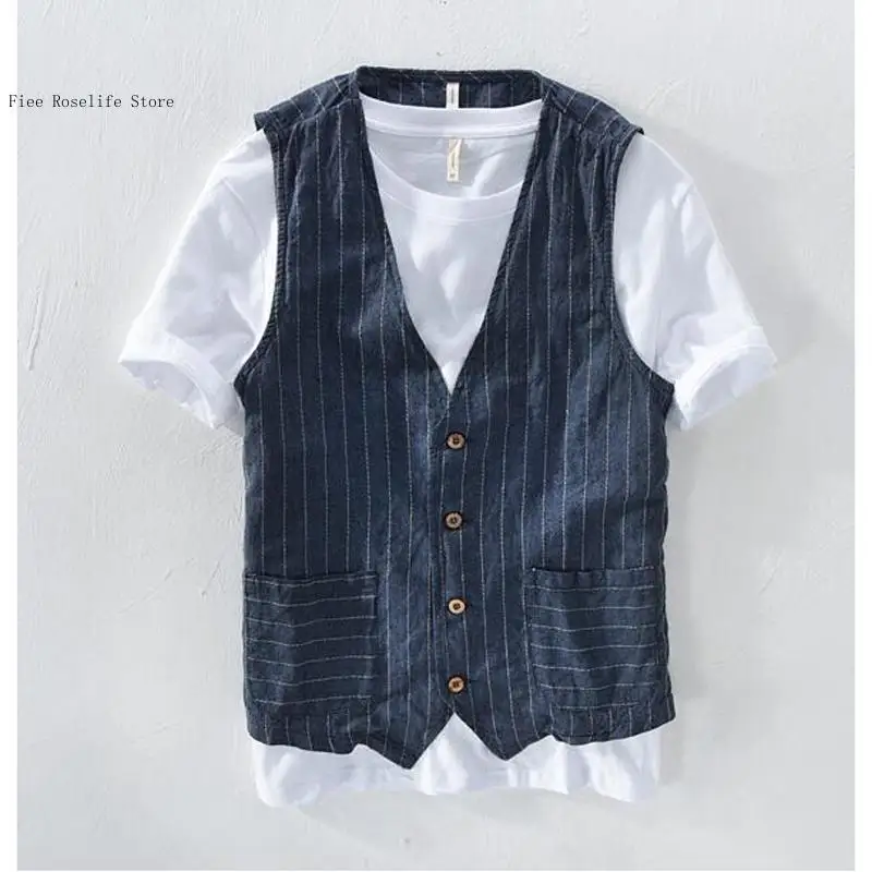 British Casual Linen Vest for  - Men Linen Formal Wear review and price