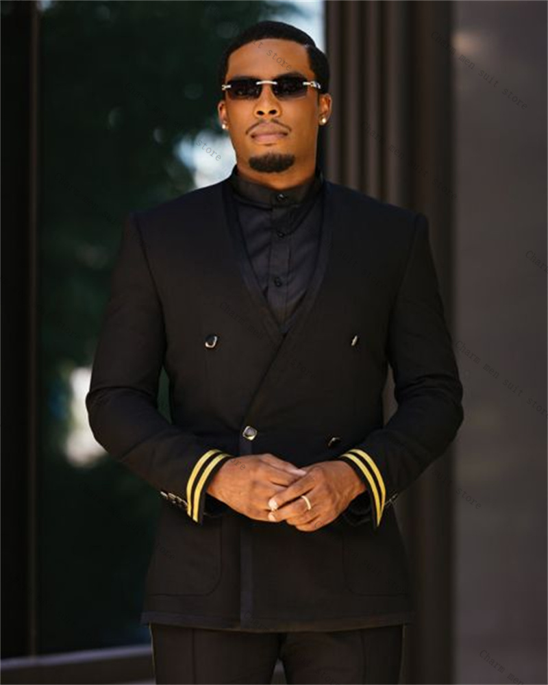 Black Men Suit Set 2 Piece Bla - Formal Wear For Men Yellow review and price