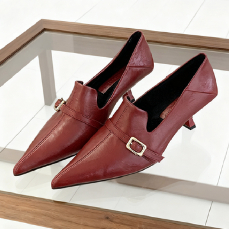 Elegant Kitten Heel Women Pump - Formal Belt Leather Thin review and price