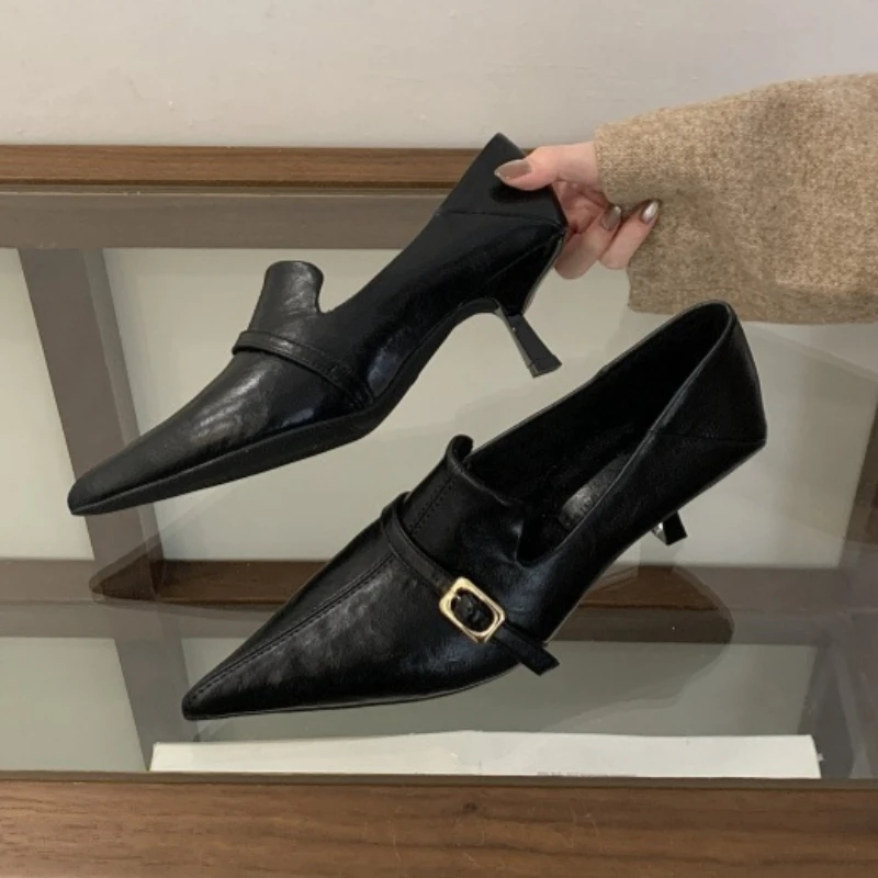Elegant Kitten Heel Women Pump - Formal Belt Leather Thin review and price