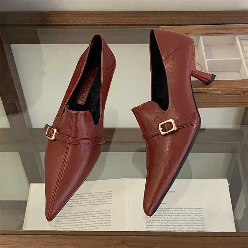 Elegant Kitten Heel Women Pump - Formal Belt Leather Thin review and price