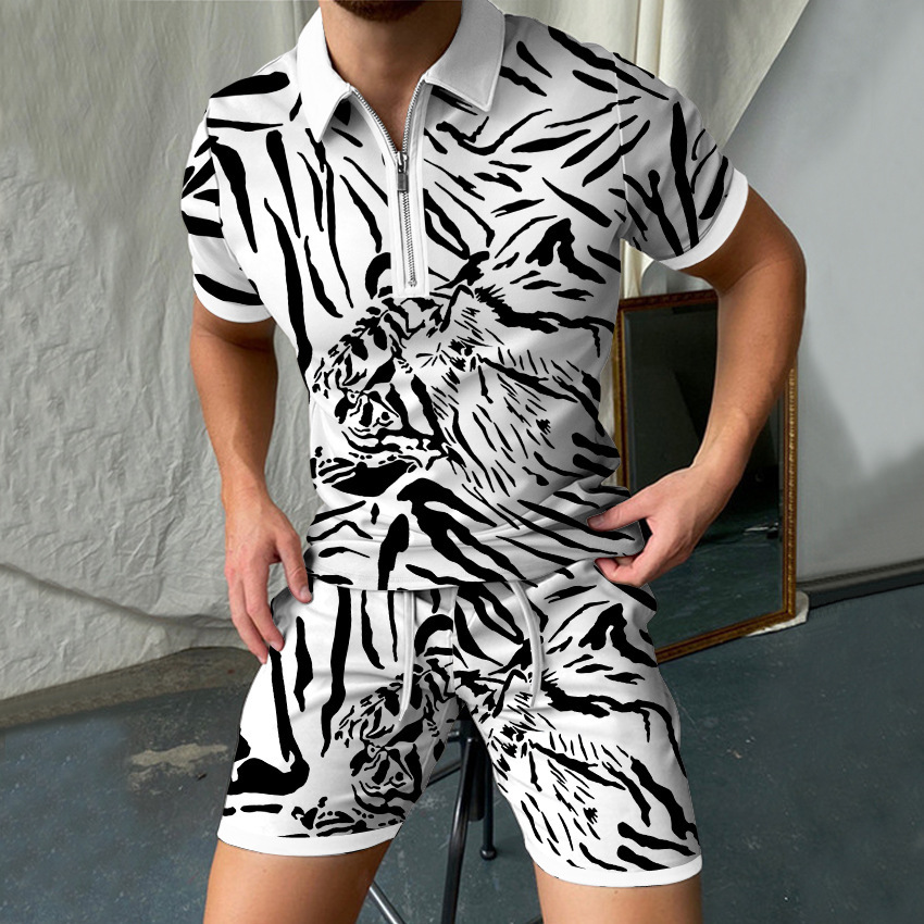 Leopard 3D Print Men Short Sle - Men'S Formal Beach Wear review and price
