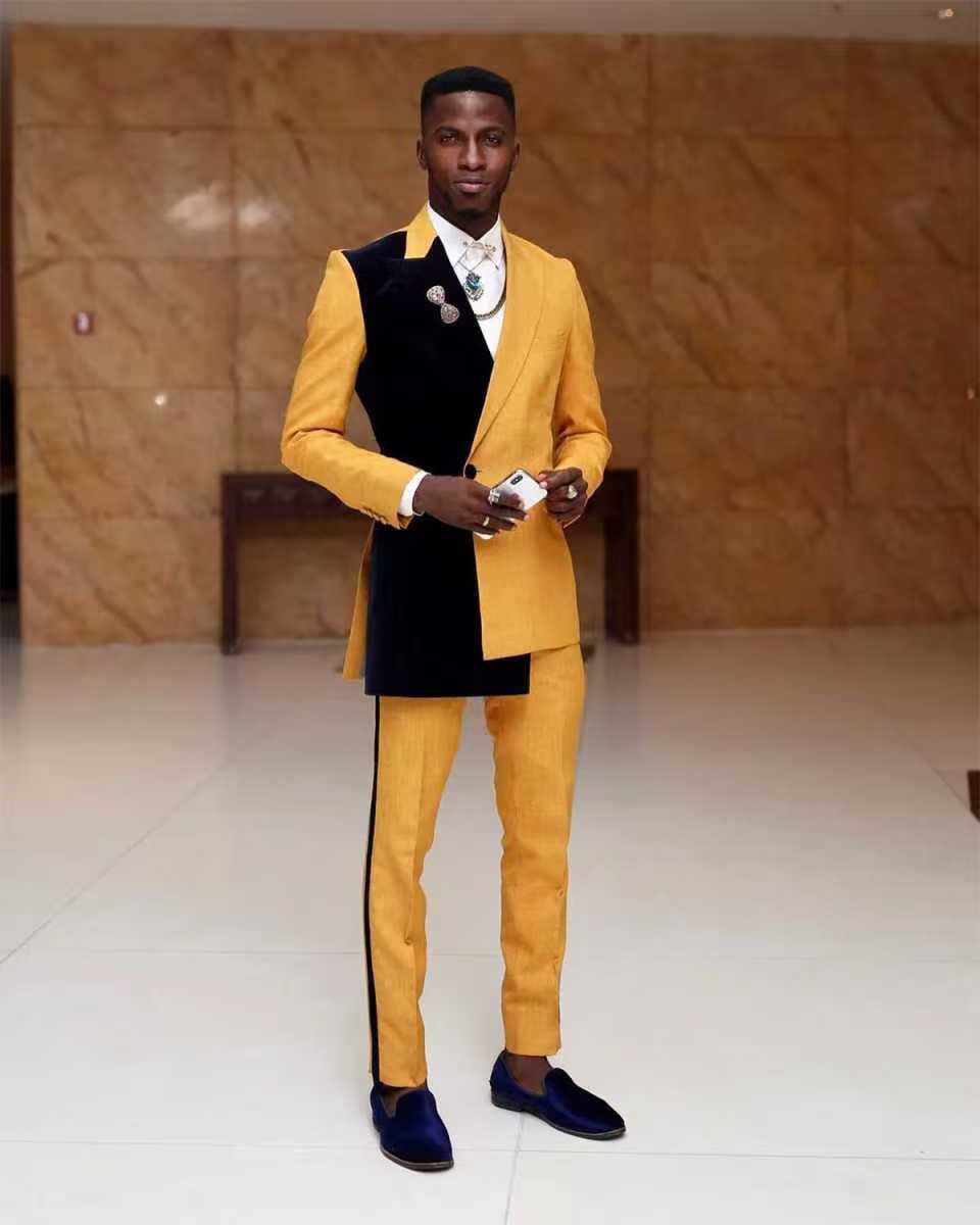 Black Yellow Men Suit Set 2 Pi - Formal Wear For Men Yellow review and price