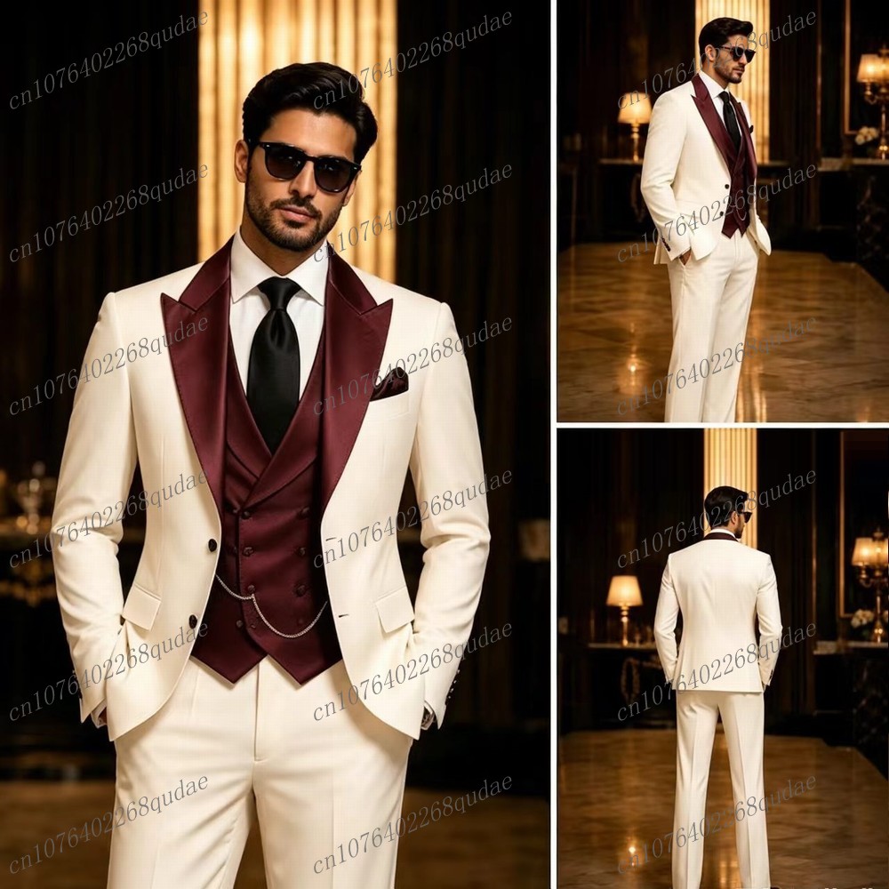 Formal Burgundy And White Men  - Formal Wear Jersey For Men review and price