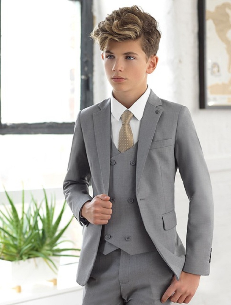 Light Grey Notch Lapel Kids Su - Formal Wear For Men Kids review and price