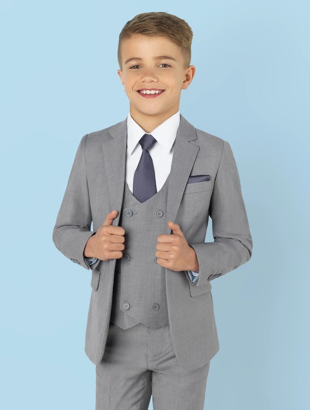 Light Grey Notch Lapel Kids Su - Formal Wear For Men Kids review and price