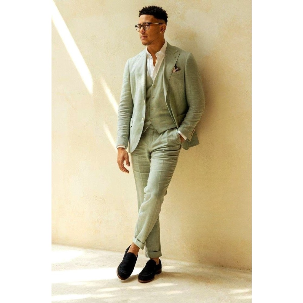 Sage Green Linen Wedding Suits - Men Linen Formal Wear review and price