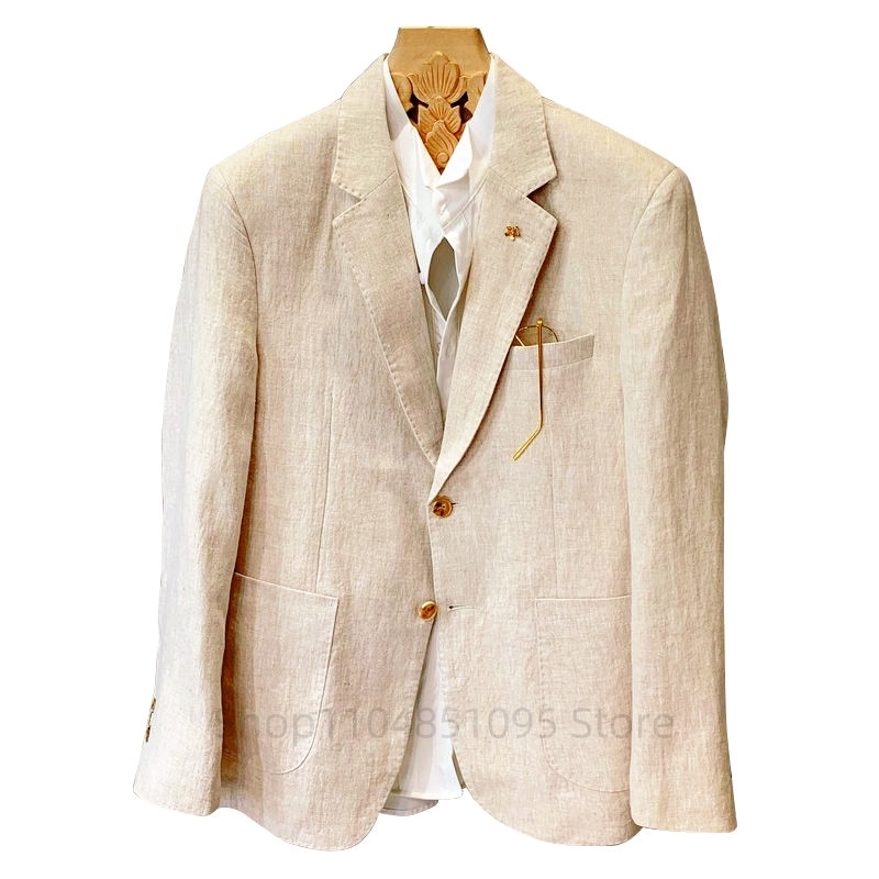 Beige Men Suit Linen Blazers J - Men Linen Formal Wear review and price