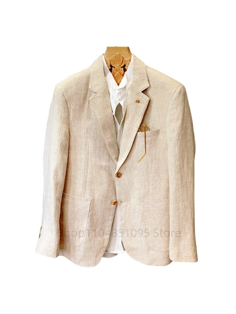 Beige Men Suit Linen Blazers J - Men Linen Formal Wear review and price