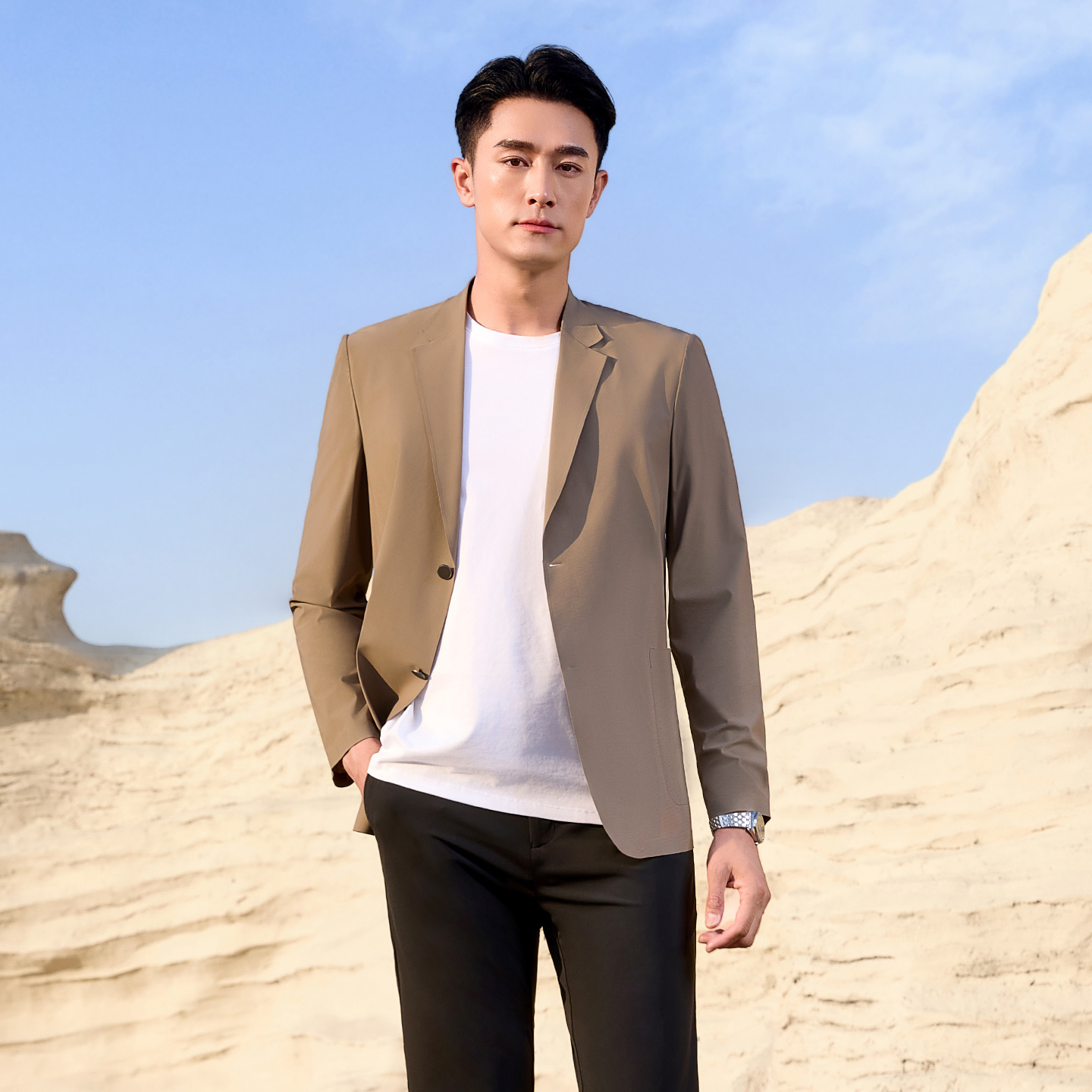 Men's Casual Khaki Suit Jacket - Khaki Formal Wear Men review and price