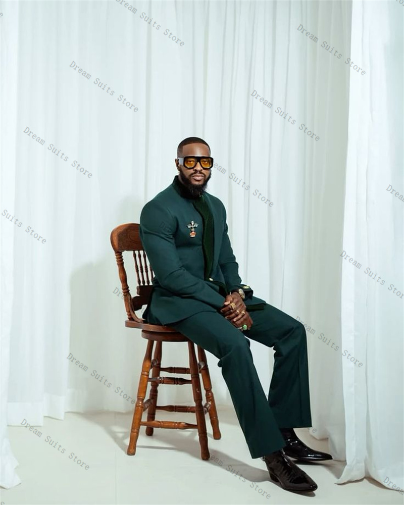 Splicing Color Men Suit Set 2  - Men Formal Wear Green review and price