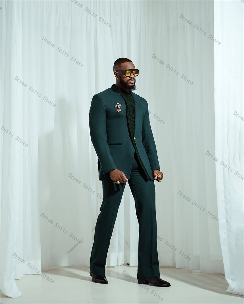 Splicing Color Men Suit Set 2  - Men Formal Wear Green review and price