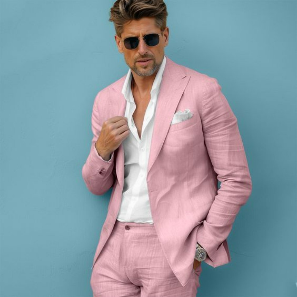 Linen Wedding Men Suits Slim F - Men Linen Formal Wear review and price