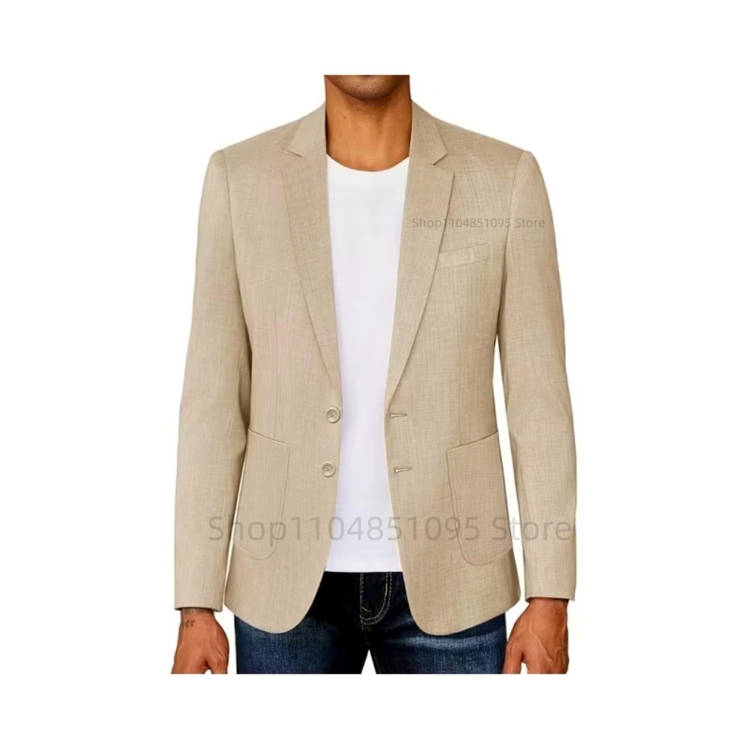 Slim Fit Men's Beige/Blue Line - Men Linen Formal Wear review and price