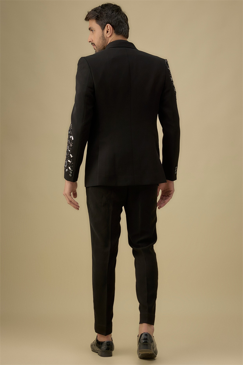 Crystals Black Men Suit Set 2  - Formal Wear Jersey For Men review and price
