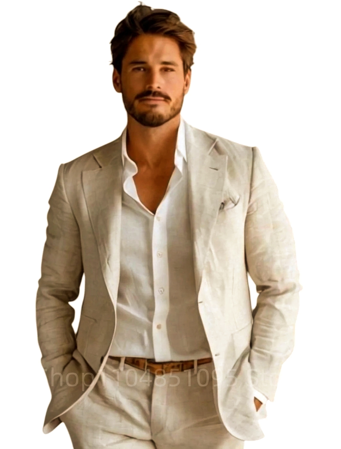 Blue Slim Fit Men's Linen Blaz - Men Linen Formal Wear review and price