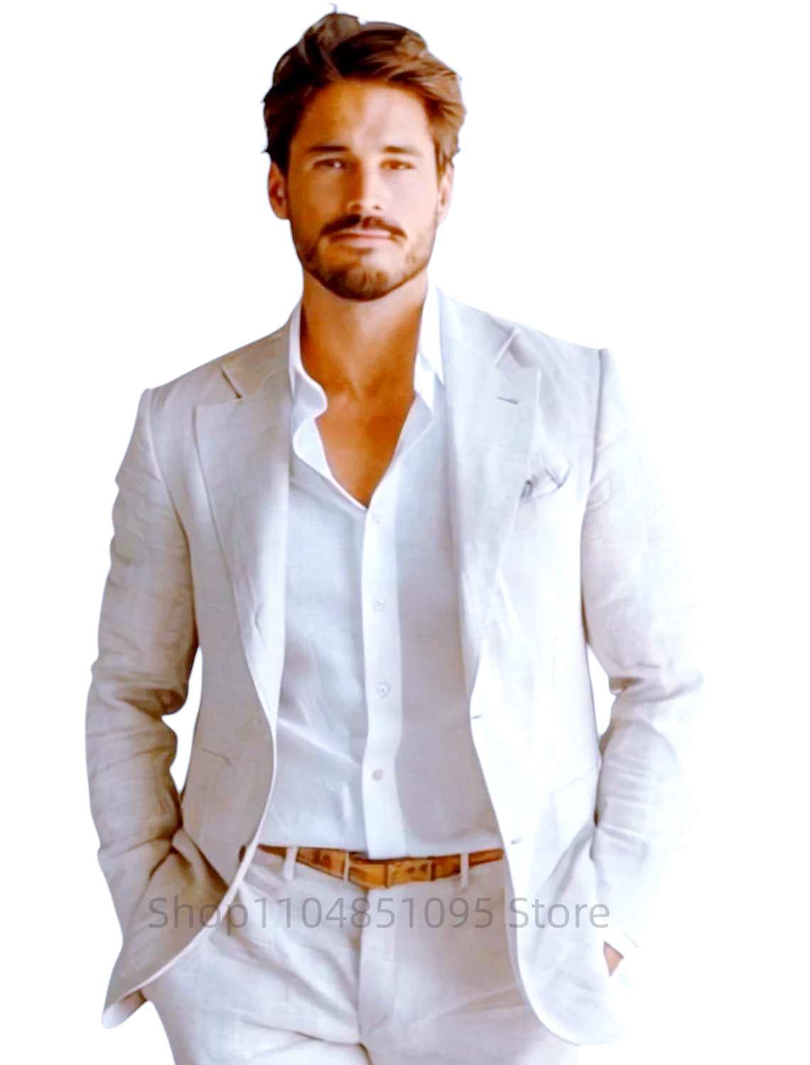 Blue Slim Fit Men's Linen Blaz - Men Linen Formal Wear review and price