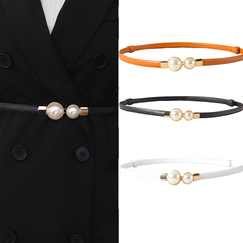 Elegant Vintage Pearl Waist Ch - Formal Belt Leather Thin review and price