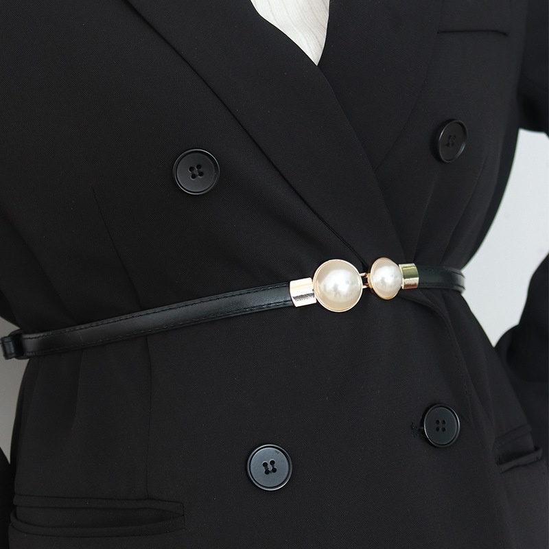Elegant Vintage Pearl Waist Ch - Formal Belt Leather Thin review and price