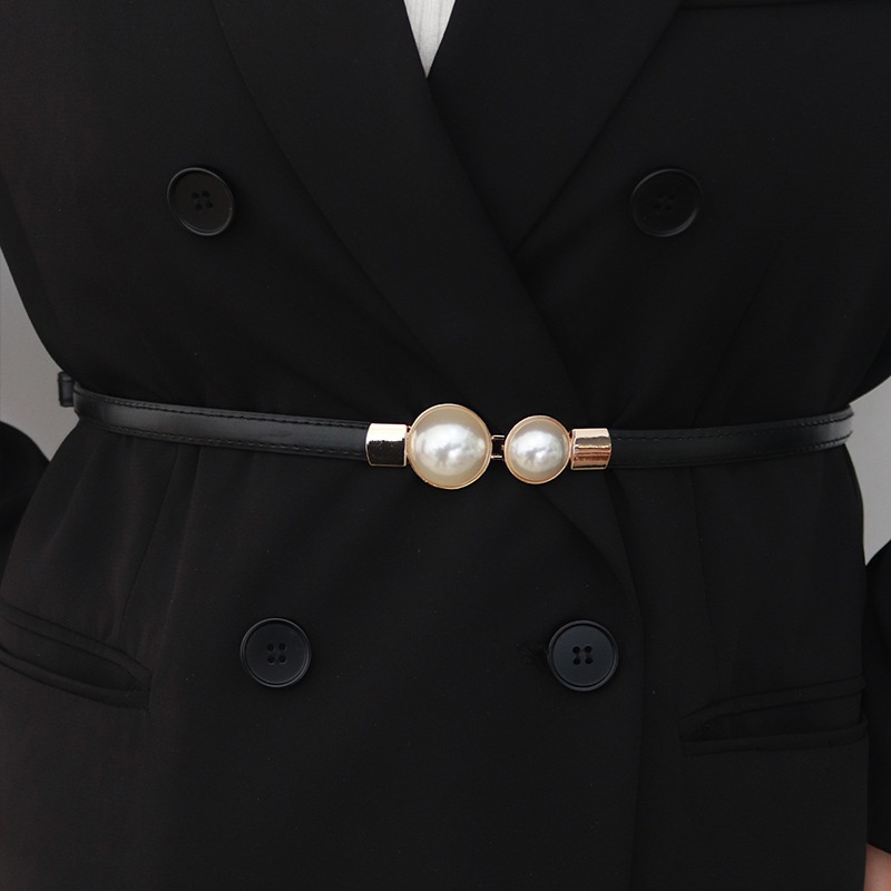 Elegant Vintage Pearl Waist Ch - Formal Belt Leather Thin review and price