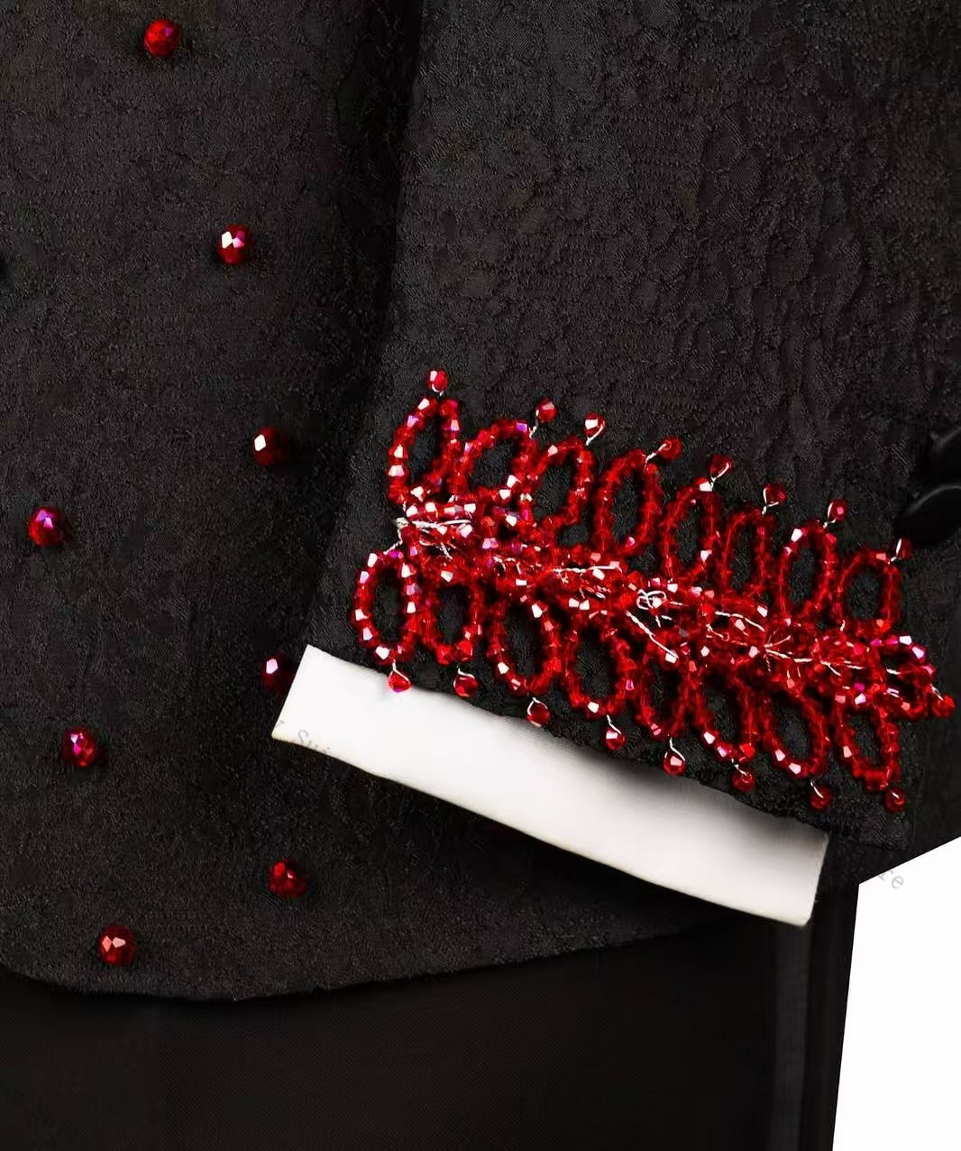 Red Crystals Men Suit Set 2 Pc - Formal Wear Jersey For Men review and price