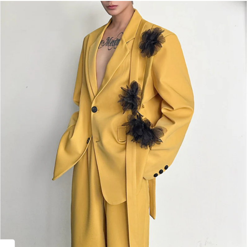 Yellow Men Suit Set 2 Pcs Blaz - Formal Wear For Men Yellow review and price