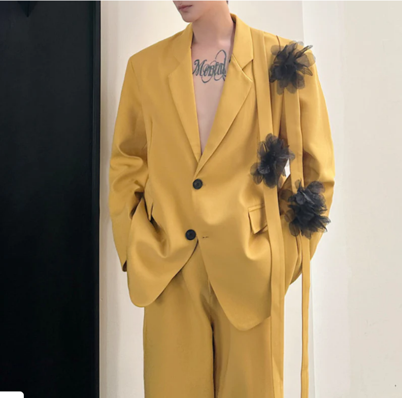 Yellow Men Suit Set 2 Pcs Blaz - Formal Wear For Men Yellow review and price