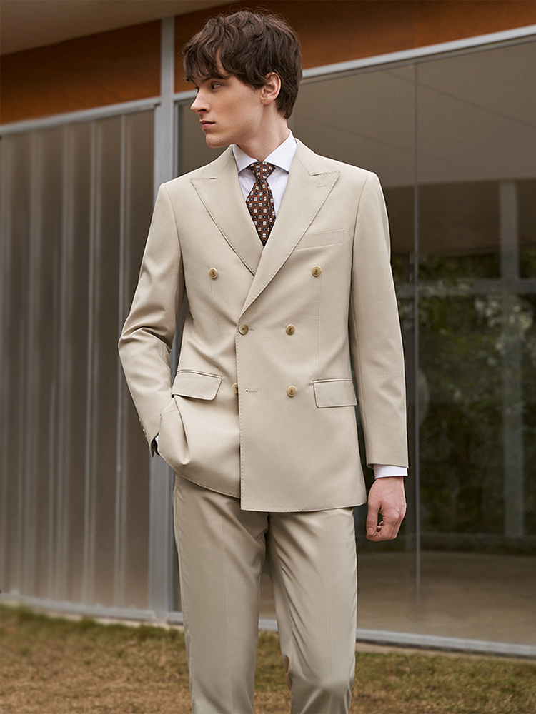 30% Wool Men Suits Set Blazer  - Khaki Formal Wear Men review and price