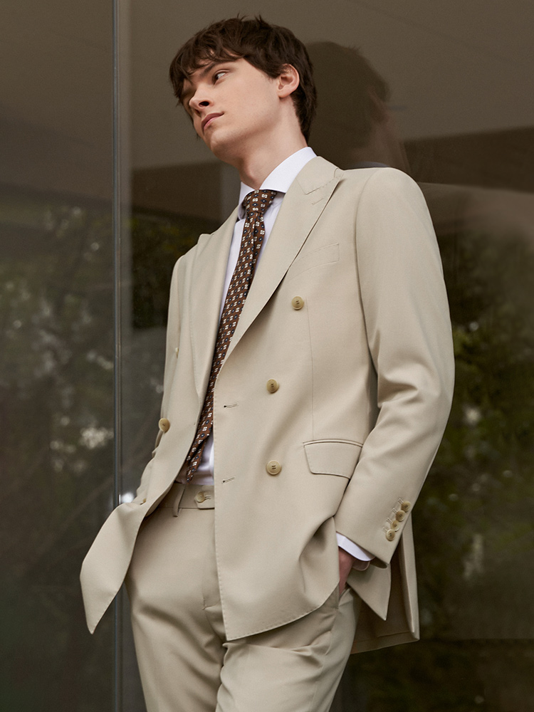30% Wool Men Suits Set Blazer  - Khaki Formal Wear Men review and price