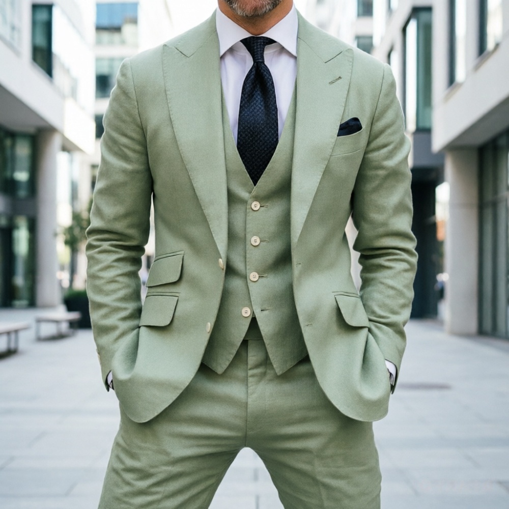 Sky Blue Linen Men Wedding Tux - Men Linen Formal Wear review and price