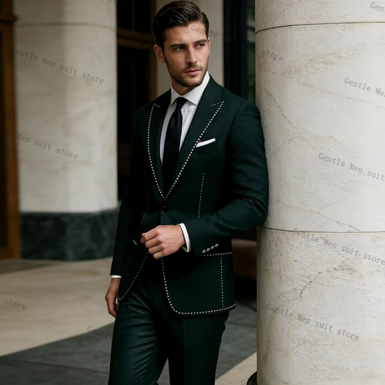 Crystals Luxury Green Men Suit - Men Formal Wear Green review and price