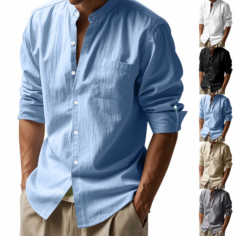 Men's Linen Stand Up Collar Sh - Men Linen Formal Wear review and price