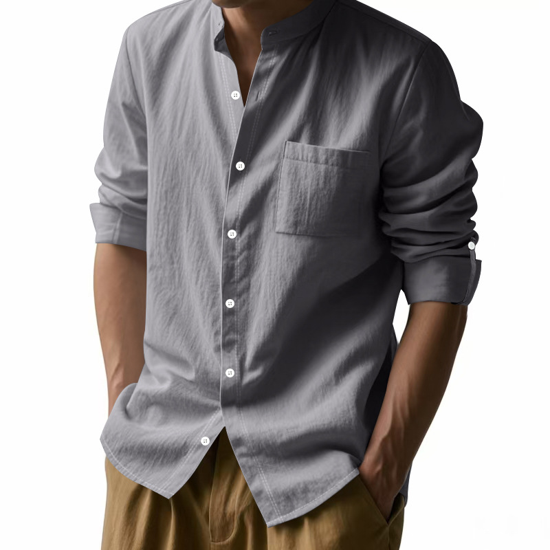 Men's Linen Stand Up Collar Sh - Men Linen Formal Wear review and price