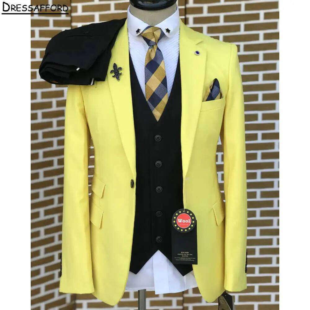 Yellow Elegant Men Business Fo - Formal Wear For Men Yellow review and price